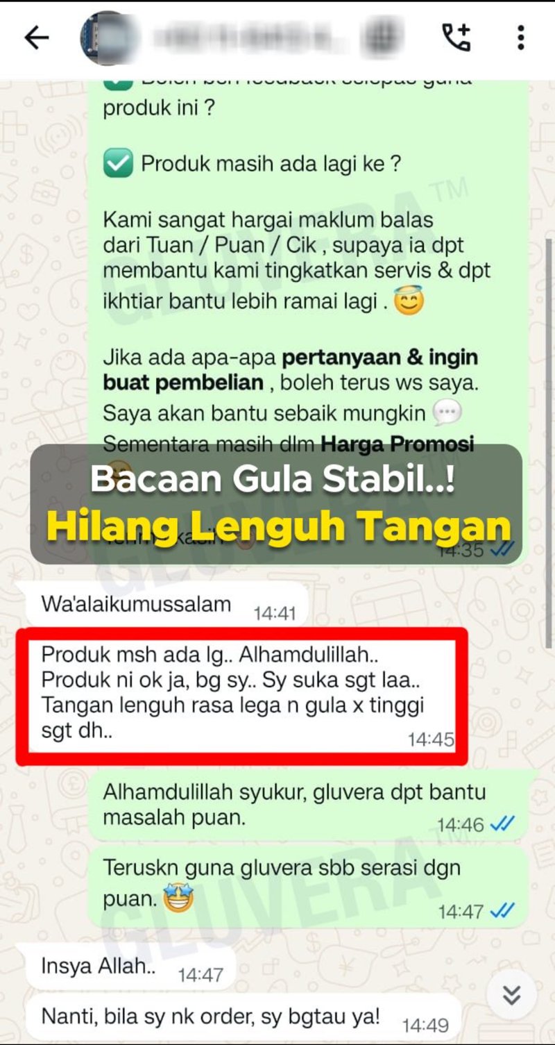Testimoni lenguh tangan rasa lega